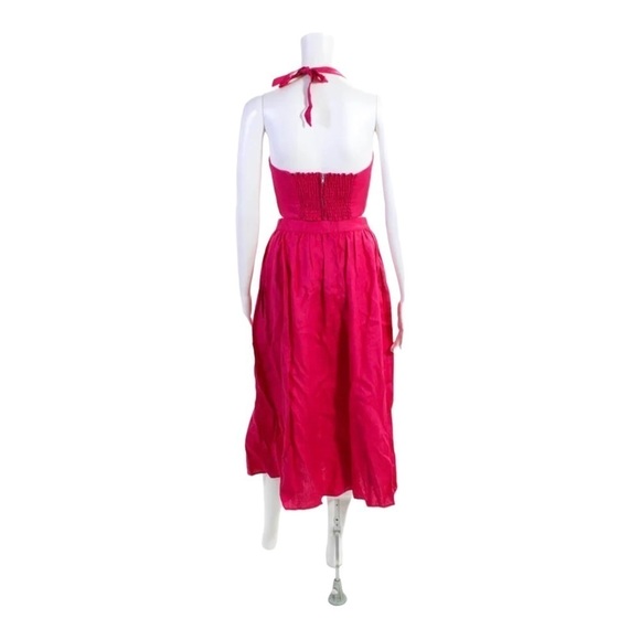 NWT REFORMATION Hot Pink Orzo Linen Two Piece Sleeveless Midi Dress US 2 Barbie - Picture 10 of 10